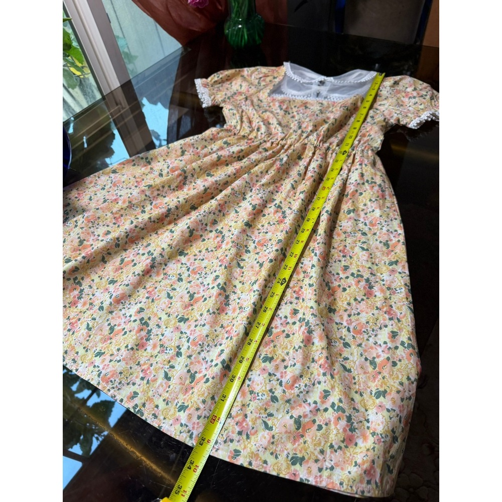Vintage Scarlet Darkness Girls Floral Cottagecore Dress Lace Trim Size 12Y - Picture 11 of 11